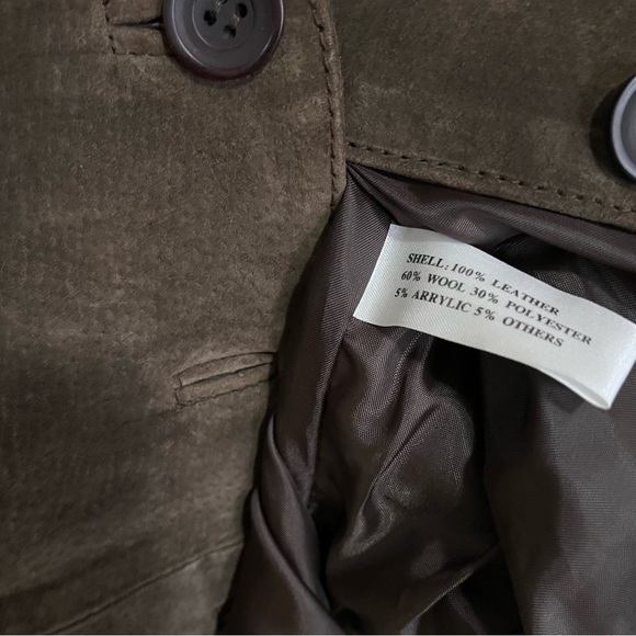 Vintage 90s Brandon Thomas Argyle Academia Western Leather Wool Button Vest Sz L - Picture 2 of 5